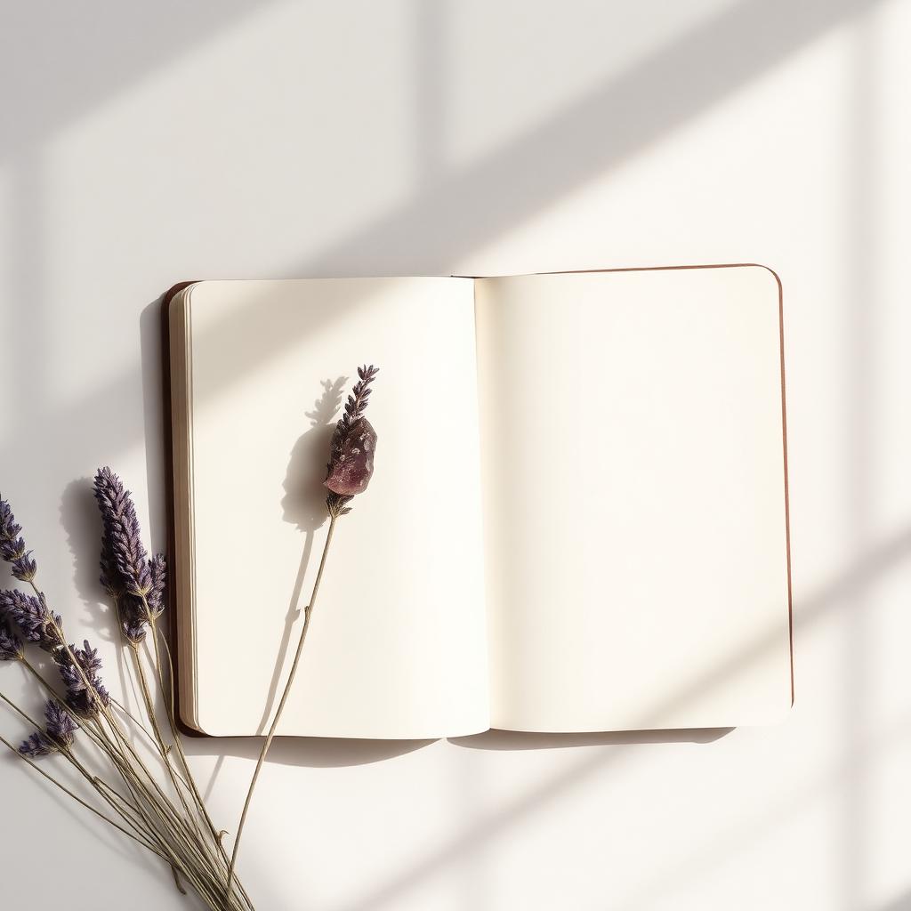 Open journal with lavender